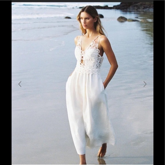 Reiss Dresses & Skirts - REISS Serena Lace Midi Dress NWT White Crochet Lace Empire Waist Wedding Guest